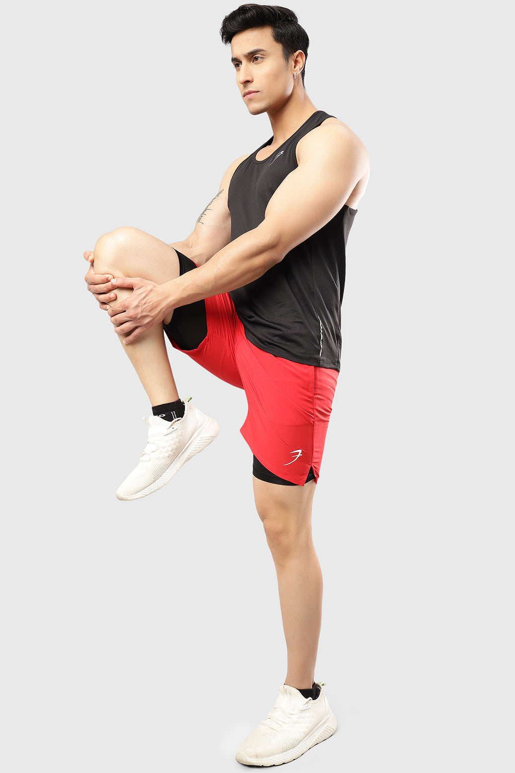 2 in 1 Compression Shorts Red