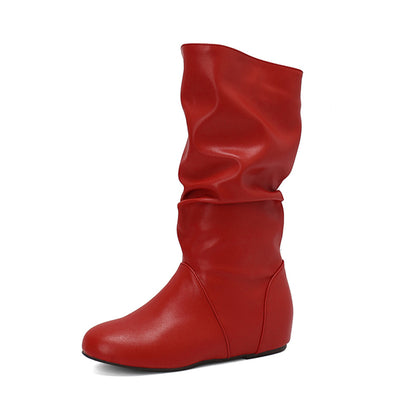 High-top round-toed retro ankle boots