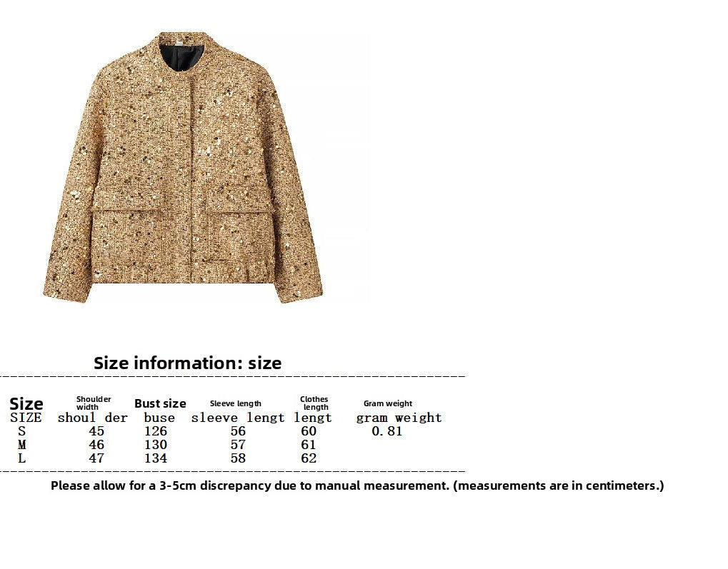 Womens Sequin Embellished Casual Jacket