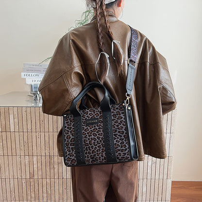 Retro Leopard Print Large Capacity Tote Bag