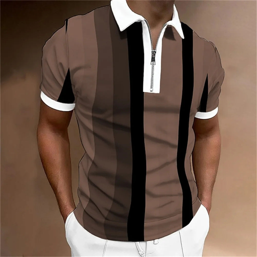Summer short sleeved T-shirt casual business button top T-shirt fashionable men's clothing