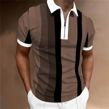 Summer short sleeved T-shirt casual business button top T-shirt fashionable men's clothing