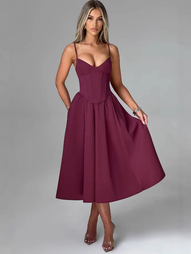 French Retro Sleeveless Fishbone Dress