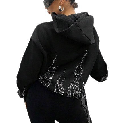 Loose-fitting zip-up hoodie