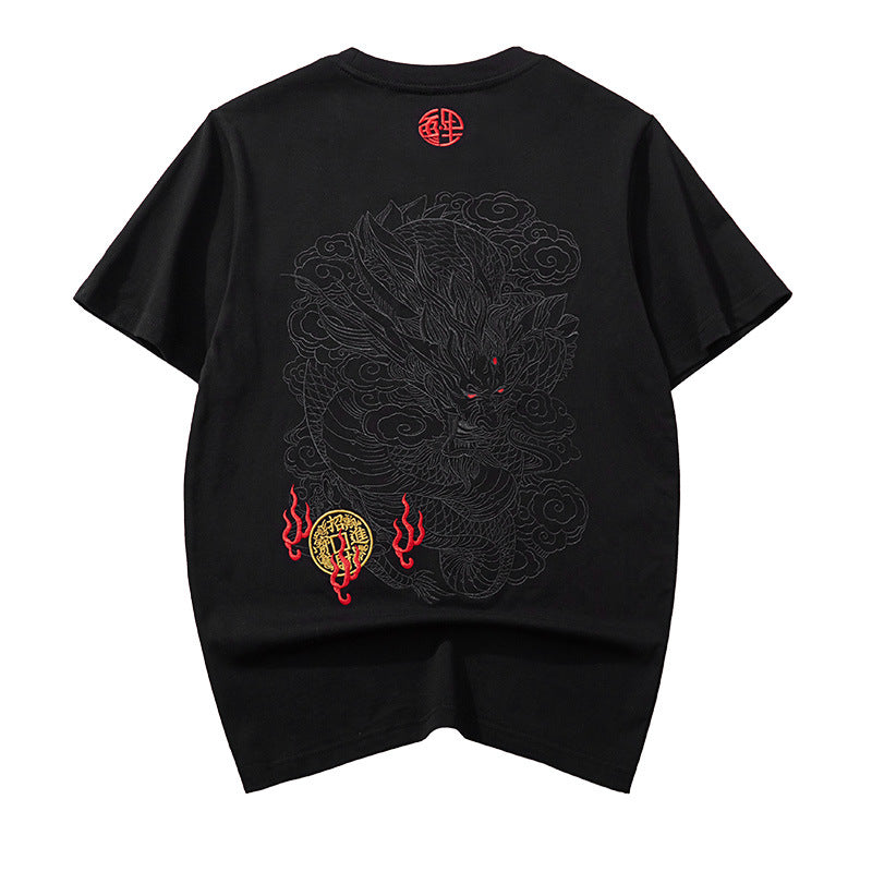Dragon-pattern short-sleeve T-shirt