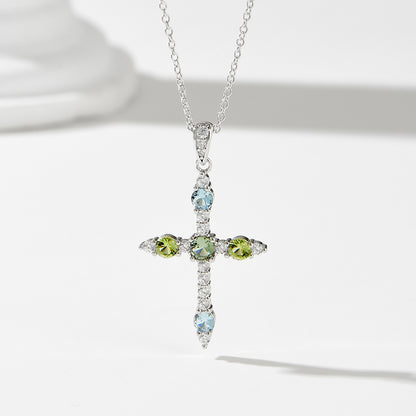 Cross Pendant Necklace with Zircon