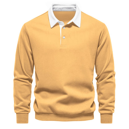 Mens Long Sleeve Polo Collar Sweatshirt