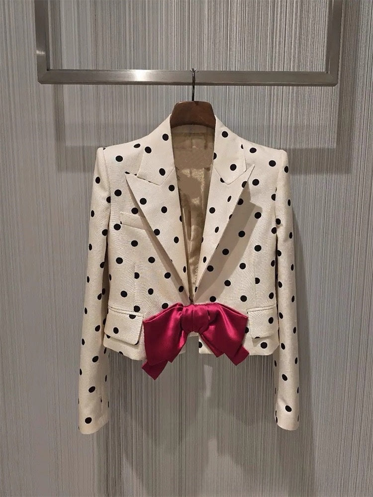 Polka Dot Bow Blazer for Women