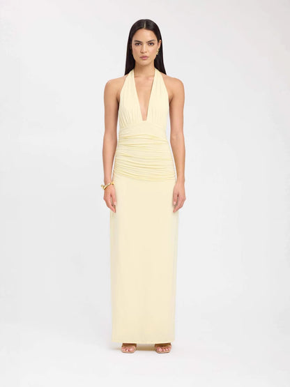 Elegant Halterneck Slit Long Dress