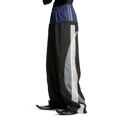 Double-Waist Striped Nylon Sweatpants