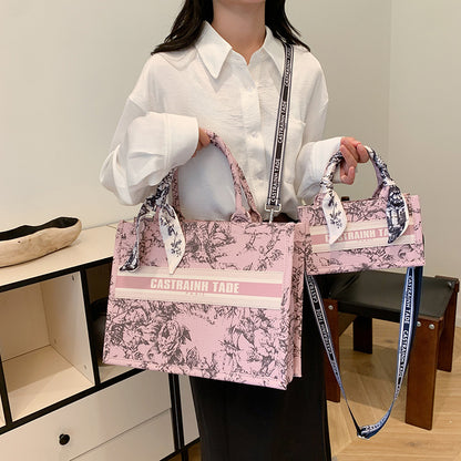Letter Print PU Tote Bag