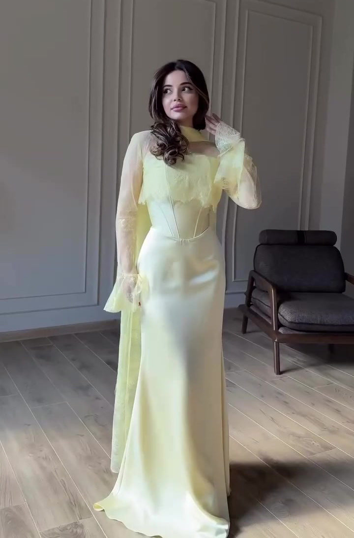 Elegant Long Sleeve Dress Three-Piece Set