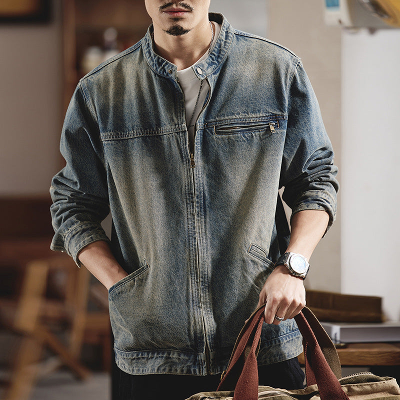 Mens Washed Vintage Denim Jacket