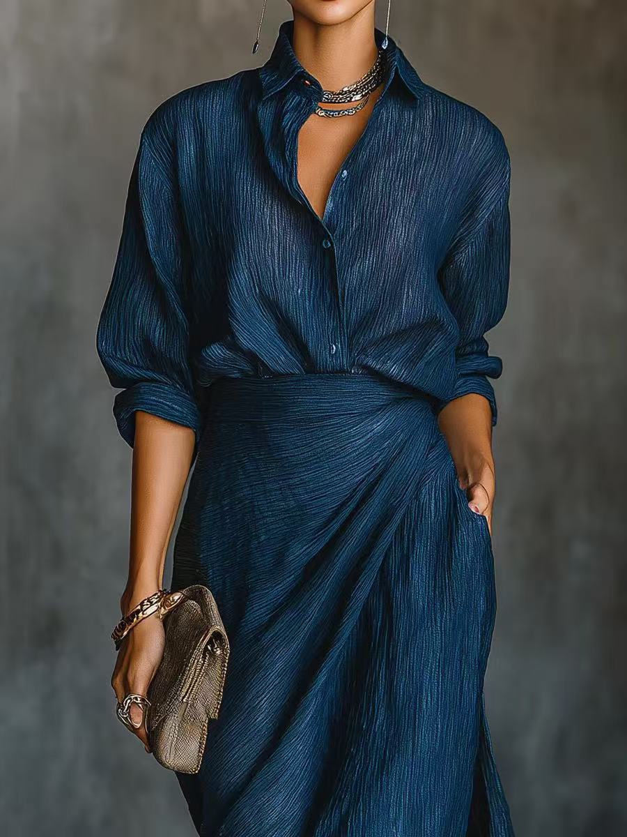 Elegant Pleated Belted Dress