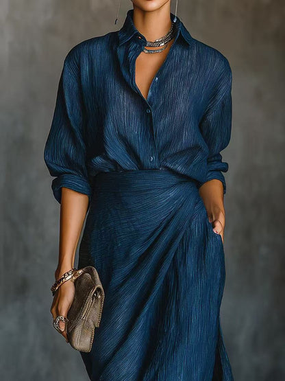 Elegant Pleated Belted Dress