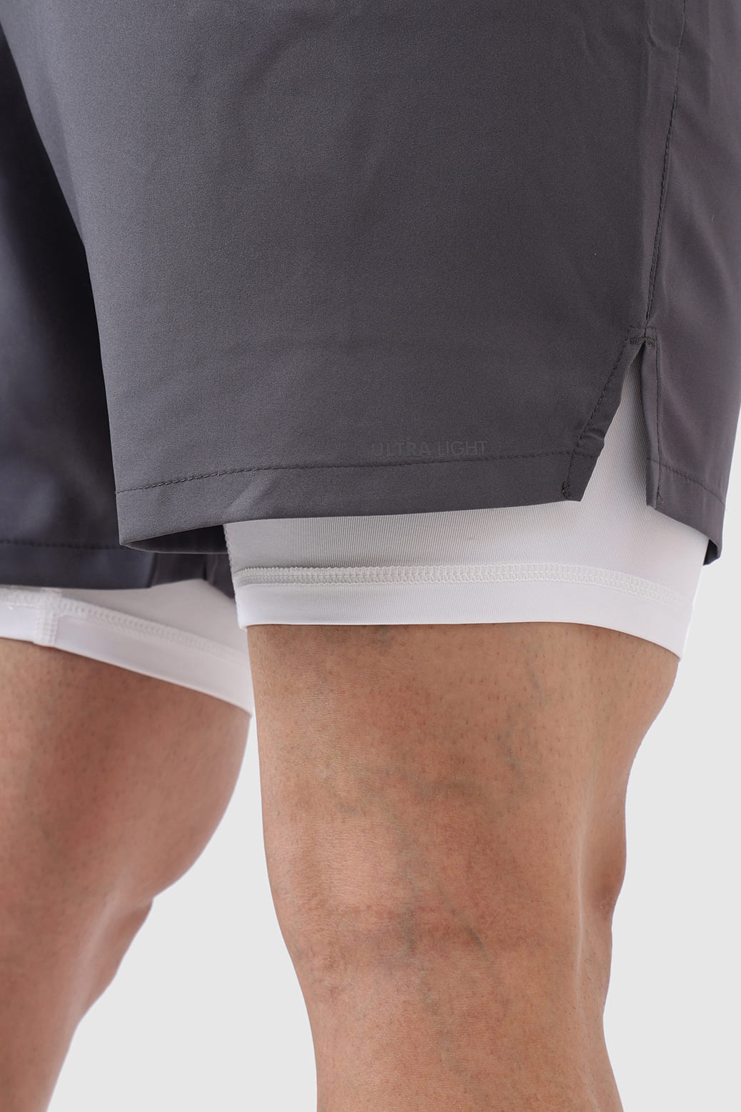 2 in 1 Compression Shorts Grey with White
