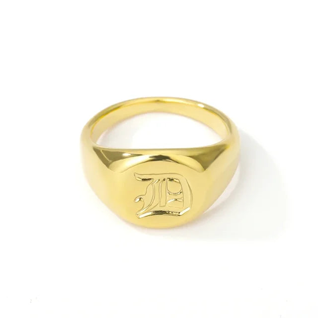 A-Z Letter Initial Rings for Women Goth Chunky Wide Stainless Steel Alphabet Men Ring 2024 Trendy Wedding Couple Jewelry anillos