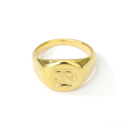 A-Z Letter Initial Rings for Women Goth Chunky Wide Stainless Steel Alphabet Men Ring 2024 Trendy Wedding Couple Jewelry anillos