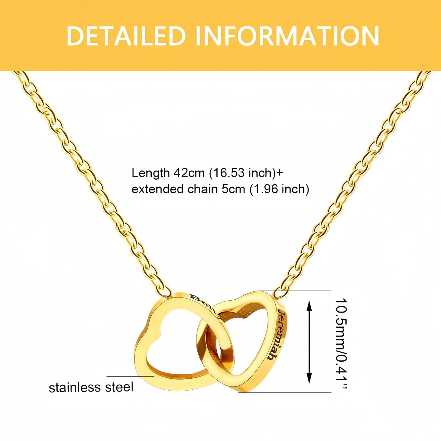 Double Heart Titanium Steel Necklace for Women - Fashion