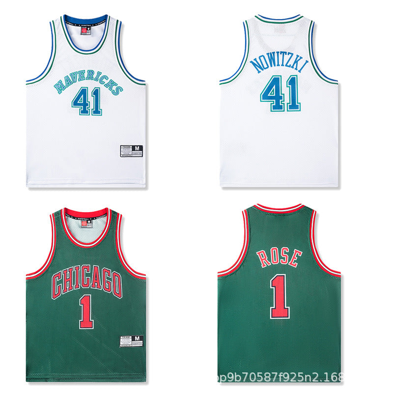 American Retro Mesh Jersey Iverson Maddie Kobe Curry Butler James Digital Print Basketball Vest