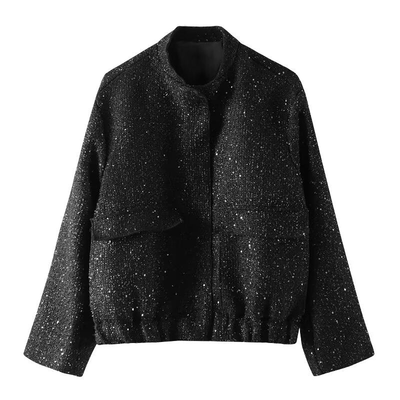 Womens Sequin Embellished Casual Jacket