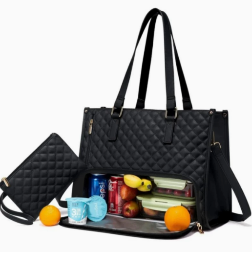 New 2 in 1 Handbag Lunch Bag Combination Bag Large Handbag Women's Thermal Insulation Lunch Box Women's Crossbody Computer Bag
