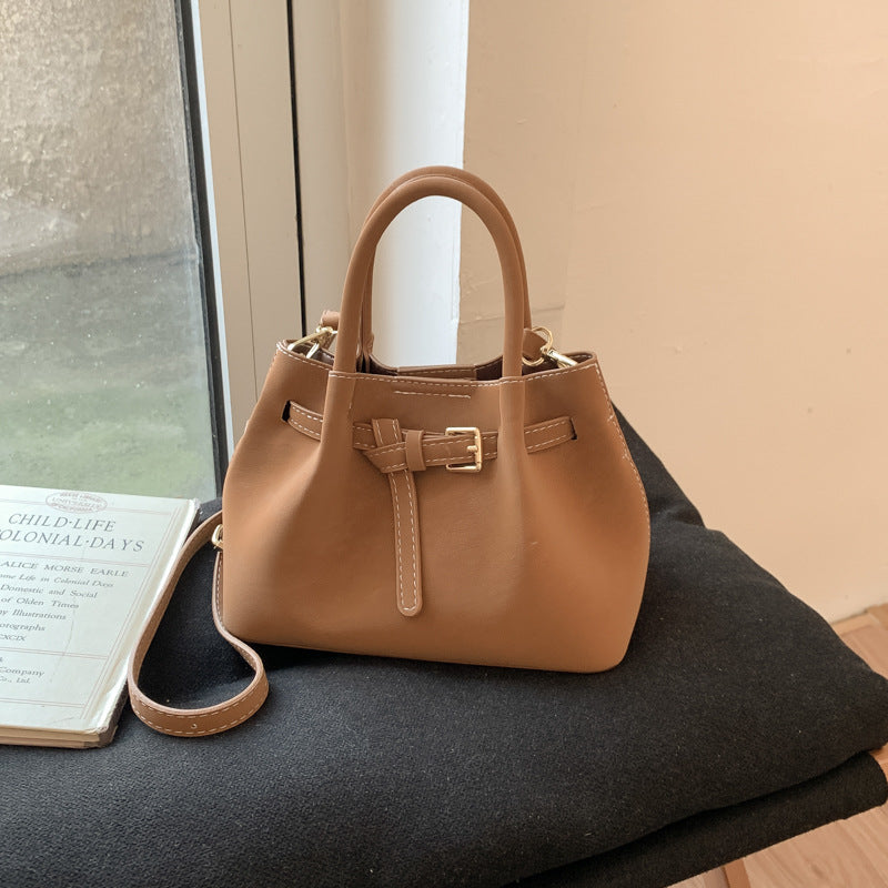 High-end suede bucket bag