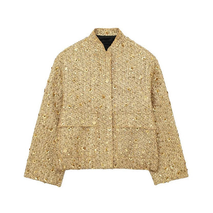 Womens Sequin Embellished Casual Jacket