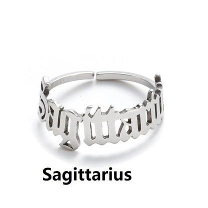 New Stainless Steel Ring Women's ins Colorless European and American Opening Retro Simple English Letter Ring Men