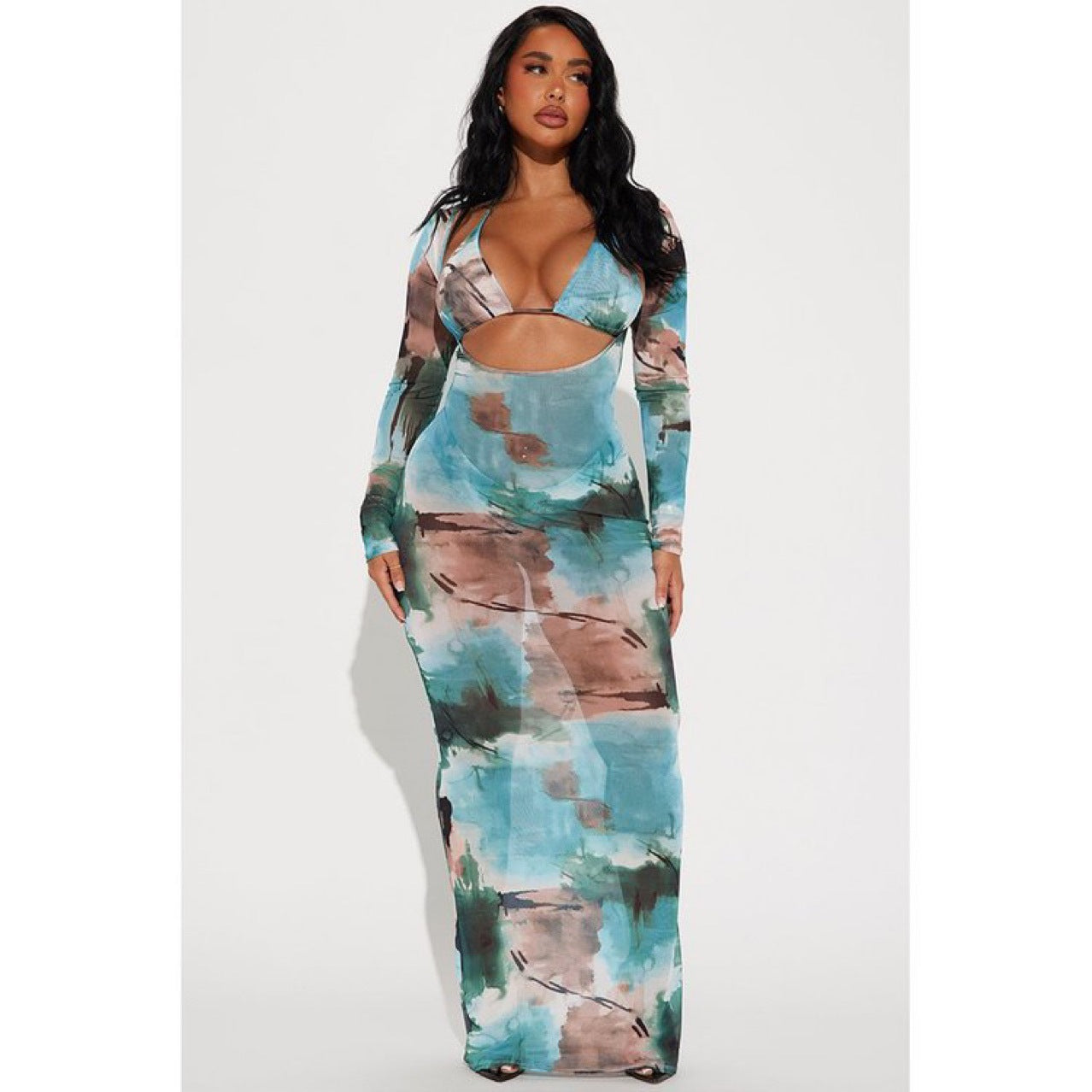 Women's Tie-Dye Bikini Set with Cover-Up