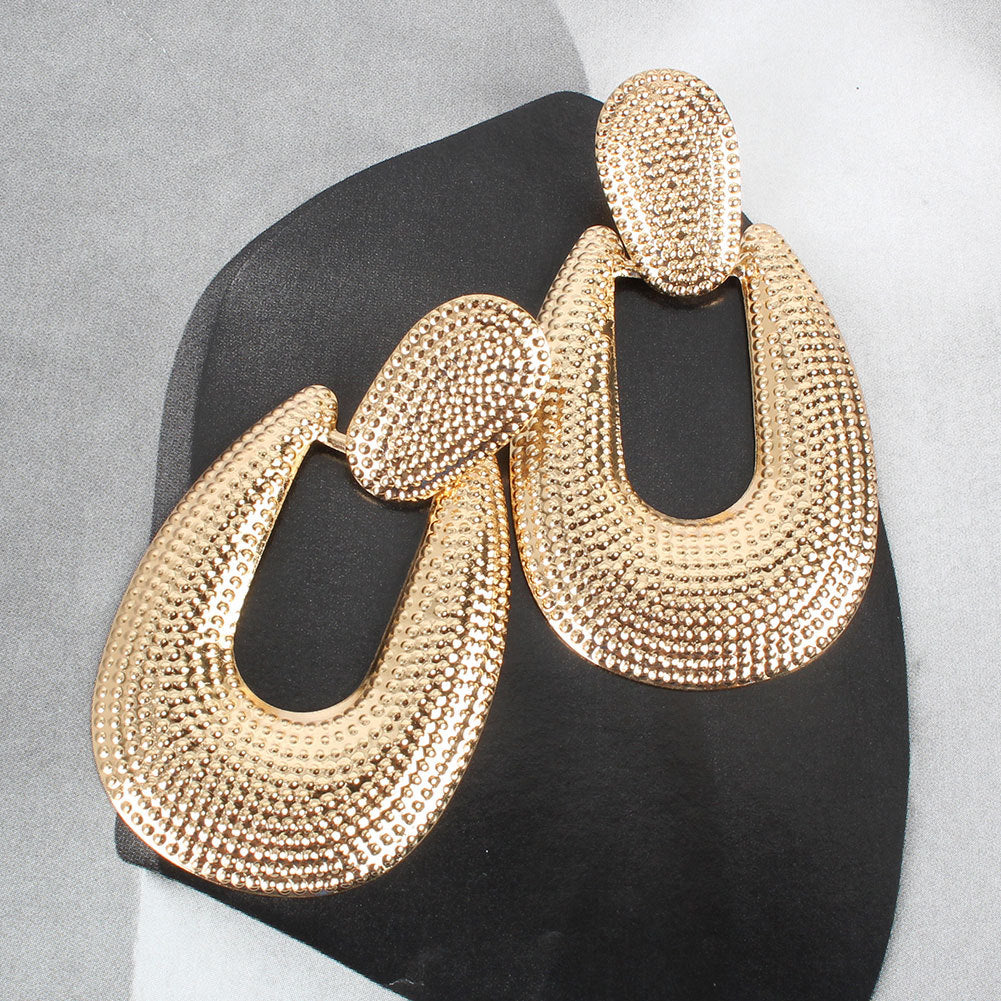 Fashion Alloy Earrings Women Personality Exaggerated Texture Geometric Drop Earrings
