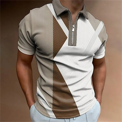 Summer short sleeved T-shirt casual business button top T-shirt fashionable men's clothing