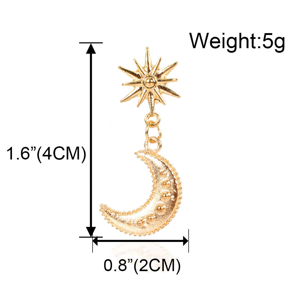 Temperament Fashion Alloy Moon Earrings New Bohemian Style Stud Earrings For Women