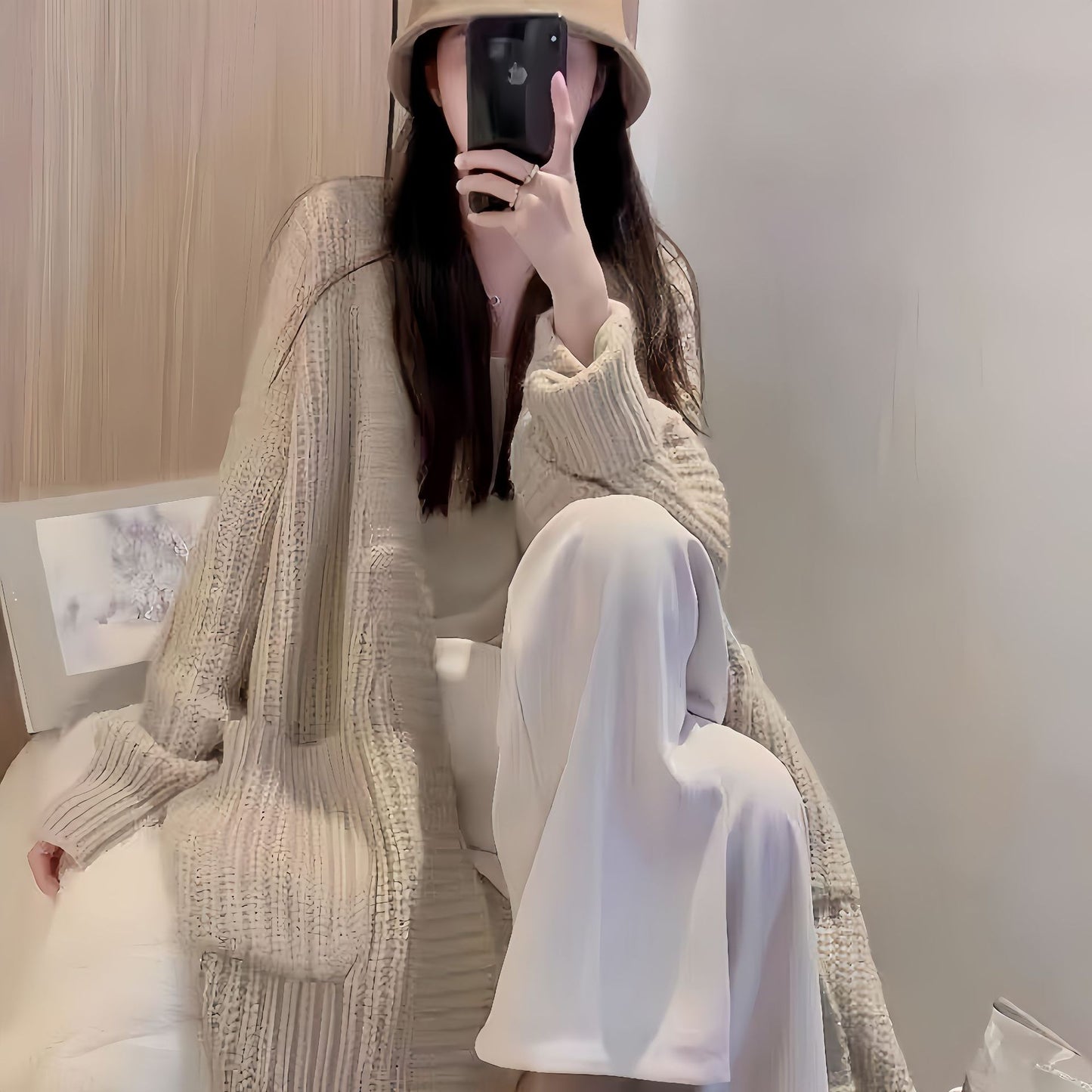 Loose Fit Long Sleeve Knitted Cardigan for Women
