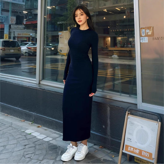 Crewneck Long Sleeve Dress