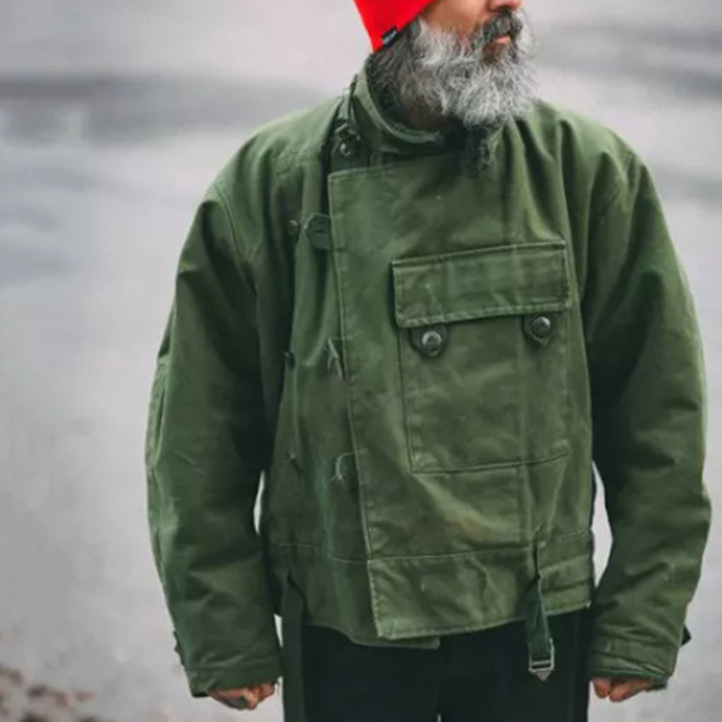 Mens Cotton Stand Collar Jacket