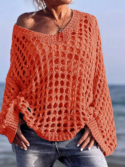 Hollow Out Knit Sun Protection Shirt
