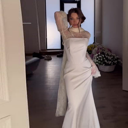 Womens Ruffled Long Sleeve Elegant Dress