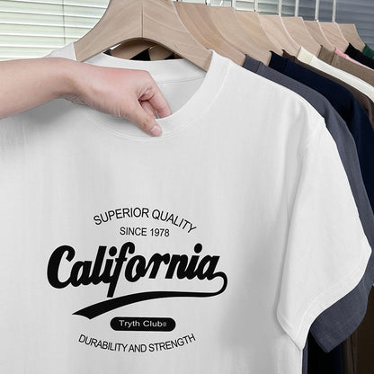 Heavyweight Cotton T-Shirt Men's Short Sleeve Loose Crewneck