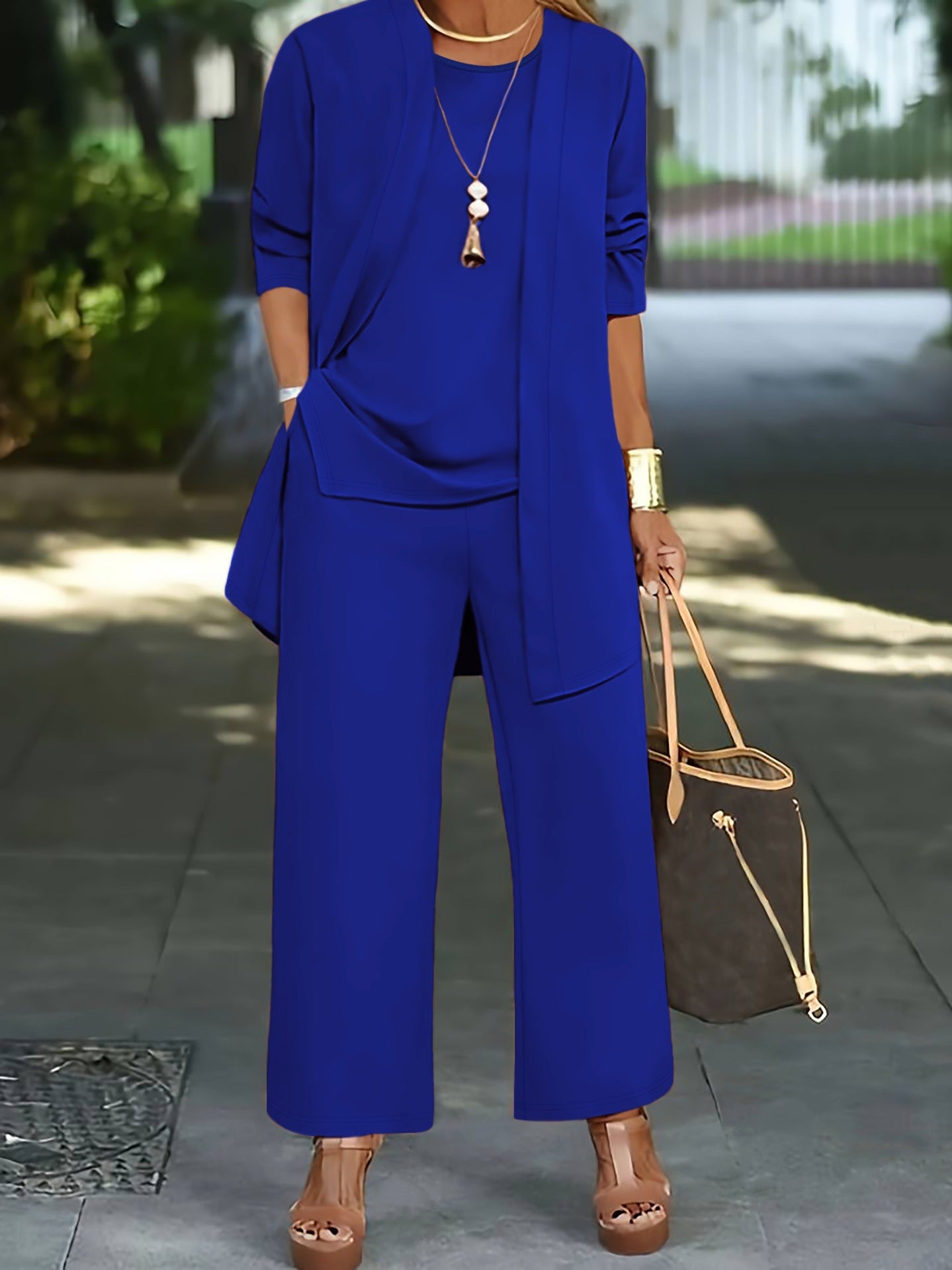 Women's Solid Color Three-Piece Casual Suit