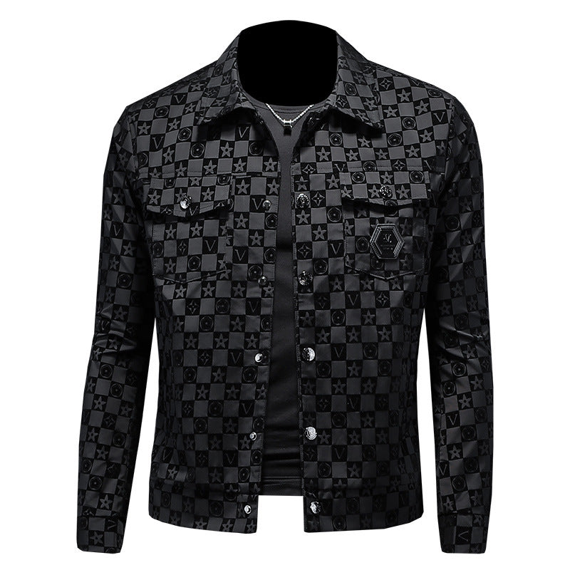 Mens Slim Fit Flocking Print Jacket