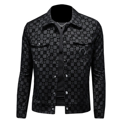 Mens Slim Fit Flocking Print Jacket