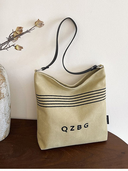 Striped Canvas Shoulder Bag