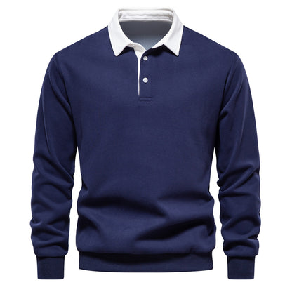 Mens Long Sleeve Polo Collar Sweatshirt