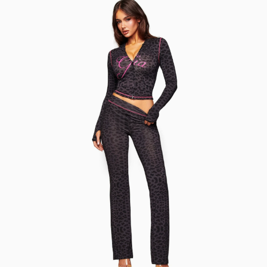 Women's Printed Hooded Long Sleeve Two-Piece Set
