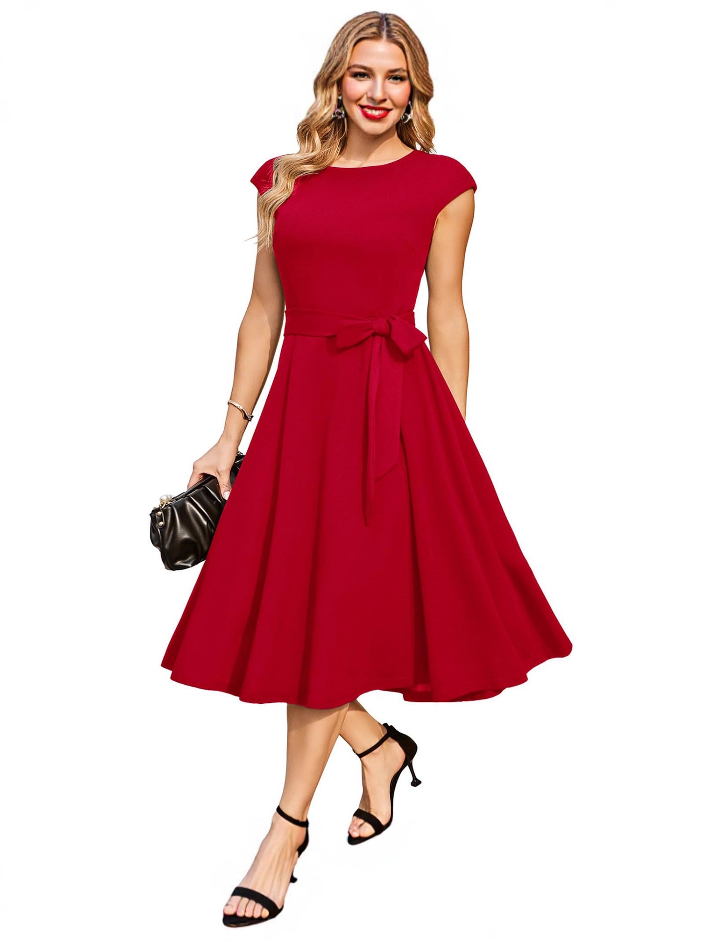 Sleeveless Lace-Up Waist Dress