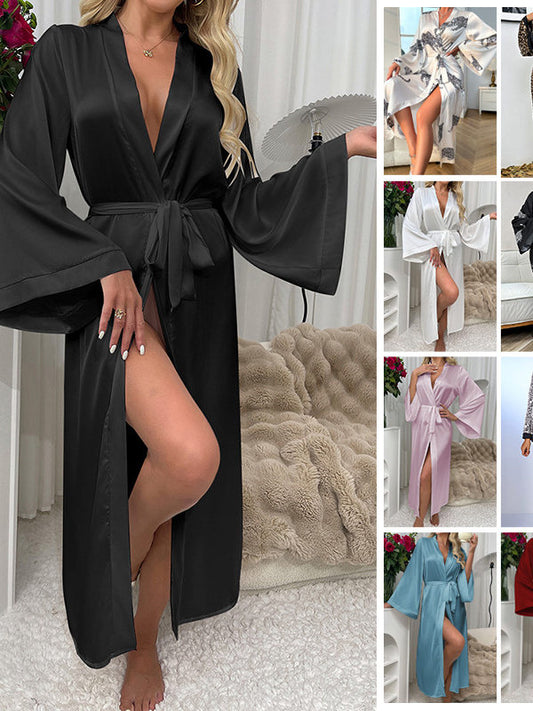 Women's long sexy bathrobe, pajamas, nightgown, home wear