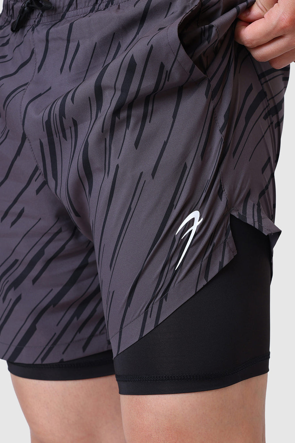 2 in 1 Printed Compression Shorts Graphite