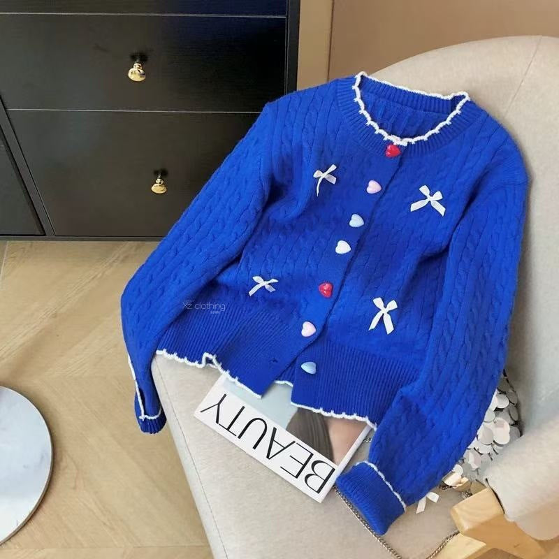 Women's round neck knitted cardigan