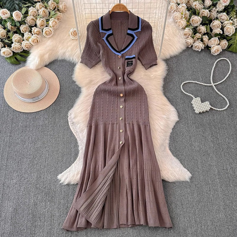 Pleated Knit Maxi Dress